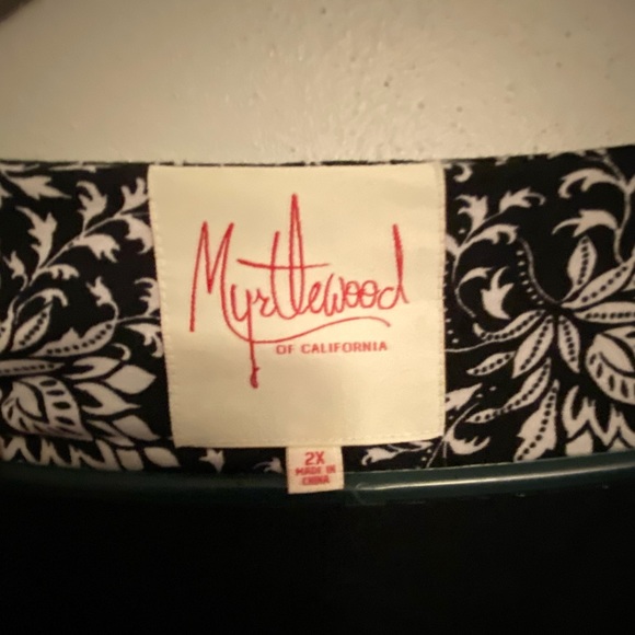 Black and White Lighthearted Lecture Wrap Dress, mid-length. 2X - Picture 3 of 8